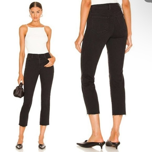 L’Agence Sada High Rise Cropped Slim Black Jeans - Picture 1 of 5
